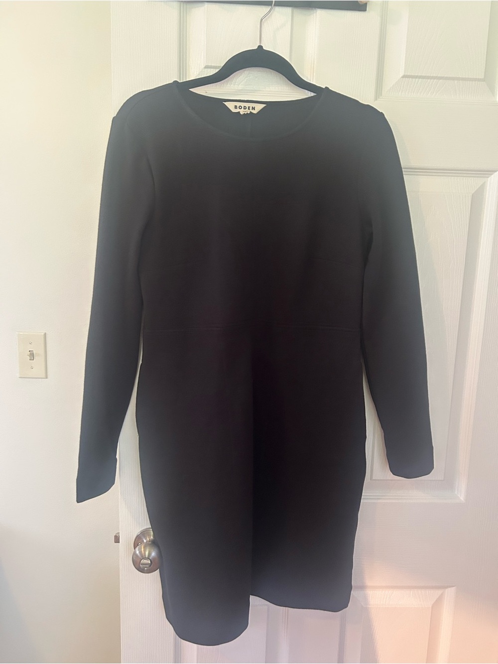 Boden Black Ribbed Fitted Dress Size 6